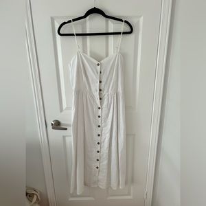 H&M White Linen Blend Dress - Small